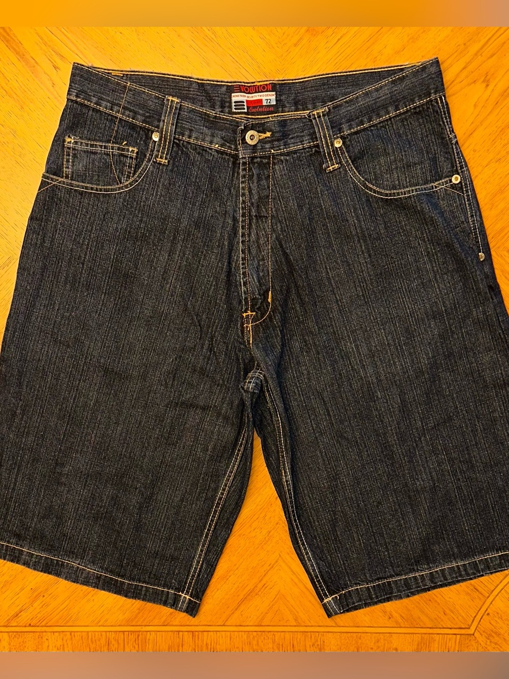 Evolution 1972 Jean Shorts Size 38 Blue Extra Baggy Skater Y2K Denim Hip Hop